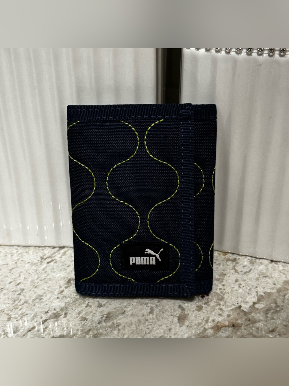 Puma Navy Wallet with Lime Stitching